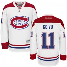 Men's Reebok Montreal Canadiens #11 Saku Koivu Authentic White Away NHL Jersey