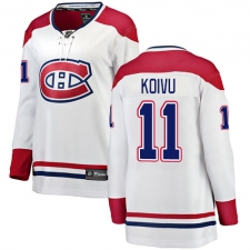 Women's Montreal Canadiens #11 Saku Koivu Authentic White Away Fanatics Branded Breakaway NHL Jersey