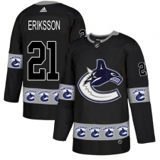 Men's Adidas Vancouver Canucks #21 Loui Eriksson Authentic Black Team Logo Fashion NHL Jersey