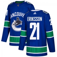 Youth Adidas Vancouver Canucks #21 Loui Eriksson Authentic Blue Home NHL Jersey