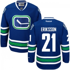Youth Reebok Vancouver Canucks #21 Loui Eriksson Authentic Royal Blue Third NHL Jersey