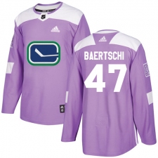 Men's Adidas Vancouver Canucks #47 Sven Baertschi Authentic Purple Fights Cancer Practice NHL Jersey