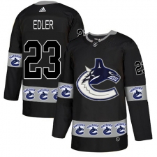 Men's Adidas Vancouver Canucks #23 Alexander Edler Authentic Black Team Logo Fashion NHL Jersey