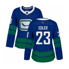 Women's Vancouver Canucks #23 Alexander Edler Authentic Royal Blue Alternate Hockey Jersey
