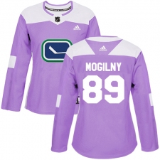 Women's Adidas Vancouver Canucks #89 Alexander Mogilny Authentic Purple Fights Cancer Practice NHL Jersey
