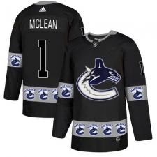 Men's Adidas Vancouver Canucks #1 Kirk Mclean Authentic Black Team Logo Fashion NHL Jersey