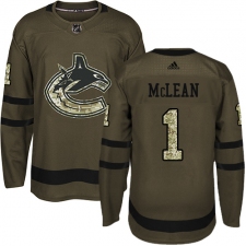 Men's Adidas Vancouver Canucks #1 Kirk Mclean Premier Green Salute to Service NHL Jersey