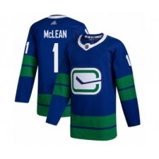 Men's Vancouver Canucks #1 Kirk Mclean Authentic Royal Blue Alternate Hockey Jersey