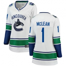 Women's Vancouver Canucks #1 Kirk Mclean Fanatics Branded White Away Breakaway NHL Jersey