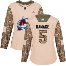 Women's Adidas Colorado Avalanche #5 Rob Ramage Authentic Camo Veterans Day Practice NHL Jersey