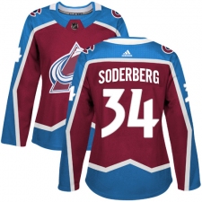 Women's Adidas Colorado Avalanche #34 Carl Soderberg Authentic Burgundy Red Home NHL Jersey
