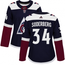Women's Adidas Colorado Avalanche #34 Carl Soderberg Authentic Navy Blue Alternate NHL Jersey