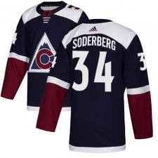 Youth Adidas Colorado Avalanche #34 Carl Soderberg Authentic Navy Blue Alternate NHL Jersey