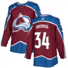 Youth Adidas Colorado Avalanche #34 Carl Soderberg Premier Burgundy Red Home NHL Jersey