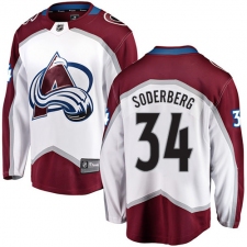 Youth Colorado Avalanche #34 Carl Soderberg Fanatics Branded White Away Breakaway NHL Jersey