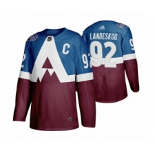 Men's Colorado Avalanche #92 Gabriel Landeskog Authentic Burgundy Blue 2020 Stadium Series Hockey Jersey