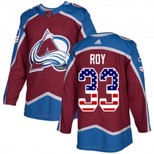 Men's Adidas Colorado Avalanche #33 Patrick Roy Authentic Burgundy Red USA Flag Fashion NHL Jersey
