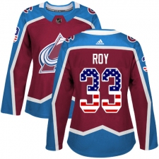 Women's Adidas Colorado Avalanche #33 Patrick Roy Authentic Burgundy Red USA Flag Fashion NHL Jersey