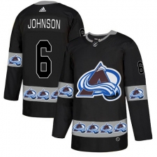 Men's Adidas Colorado Avalanche #6 Erik Johnson Authentic Black Team Logo Fashion NHL Jersey