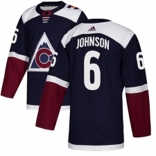 Men's Adidas Colorado Avalanche #6 Erik Johnson Authentic Navy Blue Alternate NHL Jersey