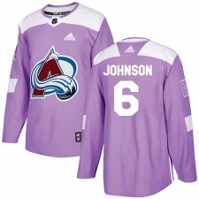 Men's Adidas Colorado Avalanche #6 Erik Johnson Authentic Purple Fights Cancer Practice NHL Jersey