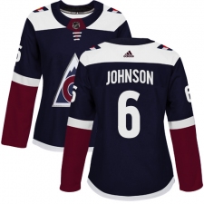 Women's Adidas Colorado Avalanche #6 Erik Johnson Authentic Navy Blue Alternate NHL Jersey