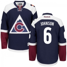 Women's Reebok Colorado Avalanche #6 Erik Johnson Authentic Blue Third NHL Jersey