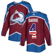 Men's Adidas Colorado Avalanche #4 Tyson Barrie Authentic Burgundy Red USA Flag Fashion NHL Jersey