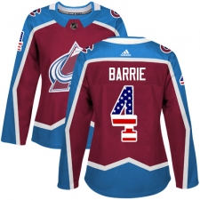 Women's Adidas Colorado Avalanche #4 Tyson Barrie Authentic Burgundy Red USA Flag Fashion NHL Jersey