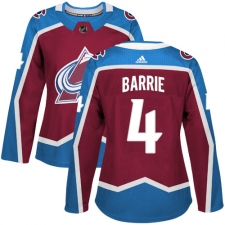 Women's Adidas Colorado Avalanche #4 Tyson Barrie Premier Burgundy Red Home NHL Jersey