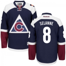 Women's Reebok Colorado Avalanche #8 Teemu Selanne Authentic Blue Third NHL Jersey