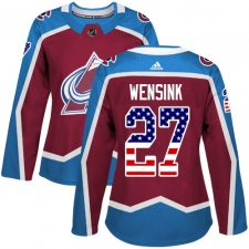 Women's Adidas Colorado Avalanche #27 John Wensink Authentic Burgundy Red USA Flag Fashion NHL Jersey