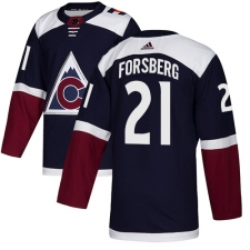 Men's Adidas Colorado Avalanche #21 Peter Forsberg Authentic Navy Blue Alternate NHL Jersey