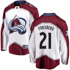 Men's Colorado Avalanche #21 Peter Forsberg Fanatics Branded White Away Breakaway NHL Jersey