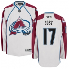 Men's Reebok Colorado Avalanche #17 Tyson Jost Authentic White Away NHL Jersey