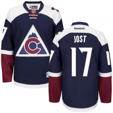 Women's Reebok Colorado Avalanche #17 Tyson Jost Premier Blue Third NHL Jersey