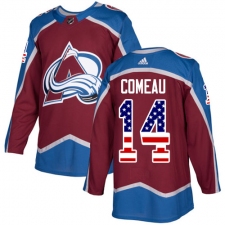 Men's Adidas Colorado Avalanche #14 Blake Comeau Authentic Burgundy Red USA Flag Fashion NHL Jersey