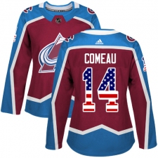 Women's Adidas Colorado Avalanche #14 Blake Comeau Authentic Burgundy Red USA Flag Fashion NHL Jersey