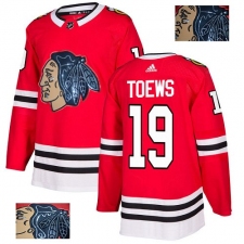 Men's Adidas Chicago Blackhawks #19 Jonathan Toews Authentic Red Fashion Gold NHL Jersey