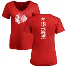 NHL Women's Adidas Chicago Blackhawks #19 Jonathan Toews Red One Color Backer T-Shirt