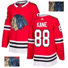 Men's Adidas Chicago Blackhawks #88 Patrick Kane Authentic Red Fashion Gold NHL Jersey