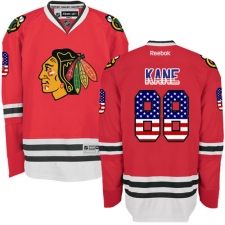 Men's Reebok Chicago Blackhawks #88 Patrick Kane Premier Red USA Flag Fashion NHL Jersey