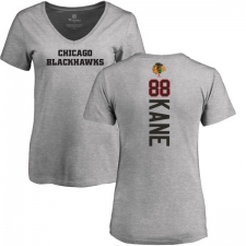 NHL Women's Adidas Chicago Blackhawks #88 Patrick Kane Ash Backer T-Shirt