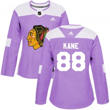 Women's Adidas Chicago Blackhawks #88 Patrick Kane Authentic Purple Fights Cancer Practice NHL Jersey