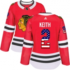 Women's Adidas Chicago Blackhawks #2 Duncan Keith Authentic Red USA Flag Fashion NHL Jersey
