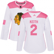 Women's Adidas Chicago Blackhawks #2 Duncan Keith Authentic White/Pink Fashion NHL Jersey