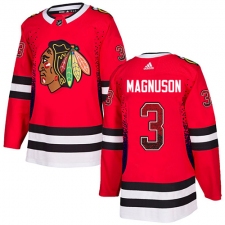 Men's Adidas Chicago Blackhawks #3 Keith Magnuson Authentic Red Drift Fashion NHL Jersey