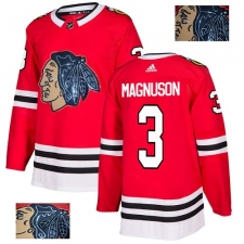 Men's Adidas Chicago Blackhawks #3 Keith Magnuson Authentic Red Fashion Gold NHL Jersey