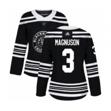 Women's Chicago Blackhawks #3 Keith Magnuson Authentic Black Alternate Hockey Jersey