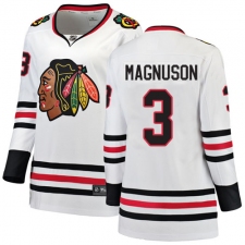Women's Chicago Blackhawks #3 Keith Magnuson Authentic White Away Fanatics Branded Breakaway NHL Jersey